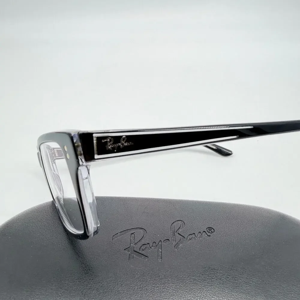 Ray Ban RB 5225 2034 Black on Transparent Rectangle Eyeglasses Frames 54-17-145
